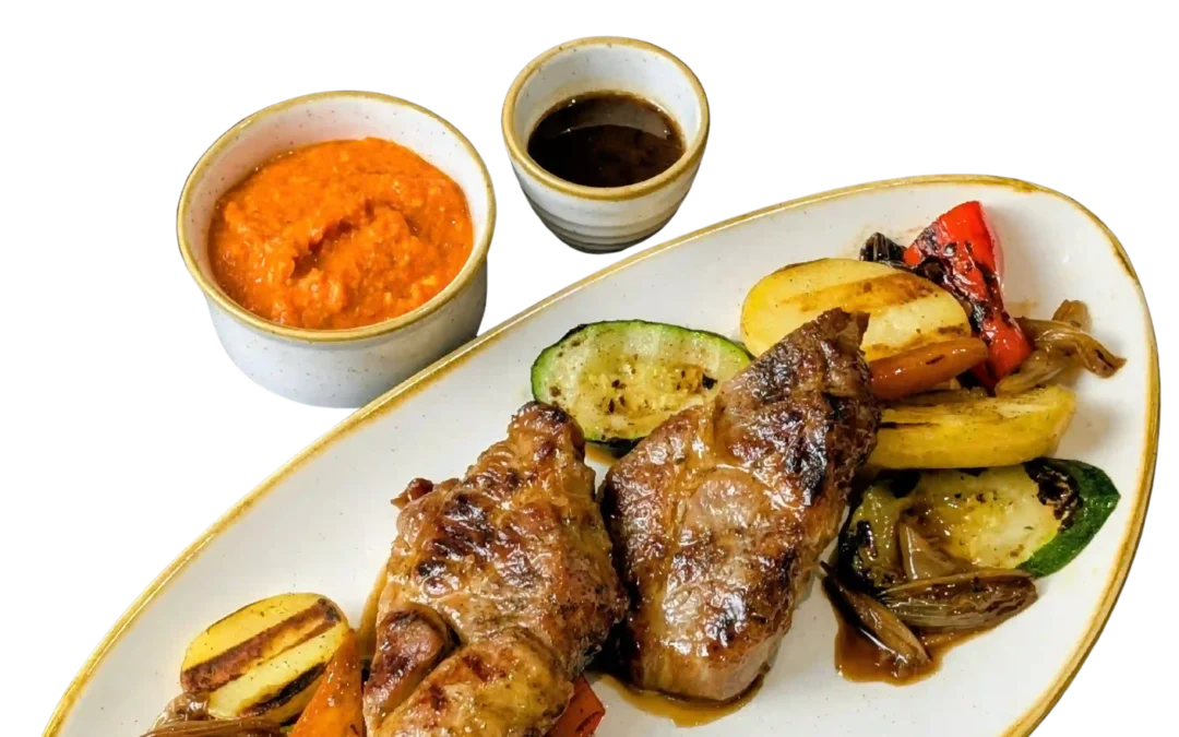 Black pork neck steak